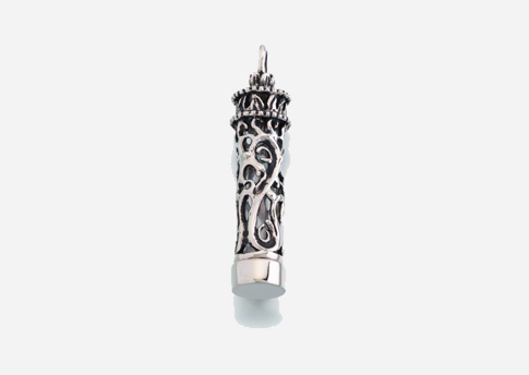 Cylinder Pendant with Glass Insert - Antique Silver Image