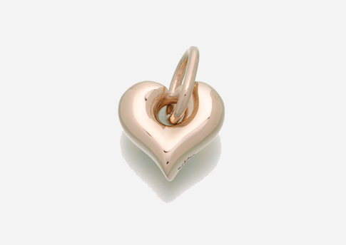 Puff Heart Pendant with Loop - Gold Vermeil Image